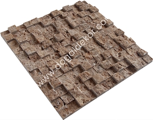 Noce Travertine Split Face Mosaic Wall Tile