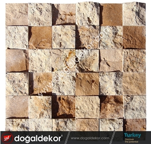 Noce Travertine Split Face Wall Mosaic Tile