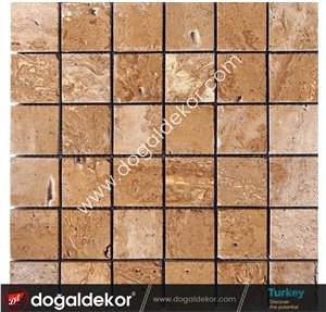 Noce Travertine Wall Mosaic Tile