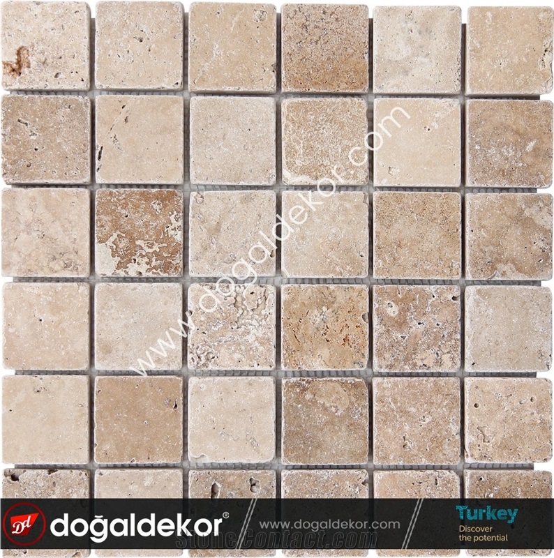 Noce Travertine Wall Mosaic Tile