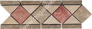 Red and Denizli Travertine Mosaic Border
