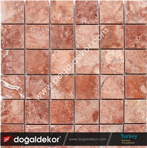 Red Travertine Wall Mosaic Tile