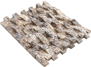 Silver Travertine Split Face Mosaic Wall Tile