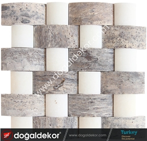 Silver Travertine White Marble Wall Mosaic Tile