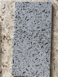 Light Grey Large Recycled Glass Quartz Alternative