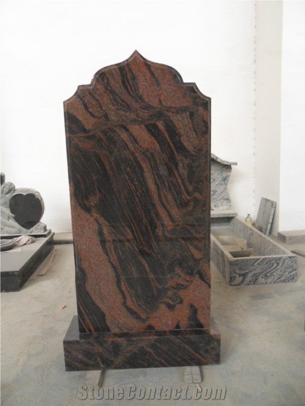 Brown Granite Polished Tombstones Gravestones