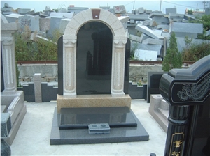 European Gravestone, Black Granite Tombstone
