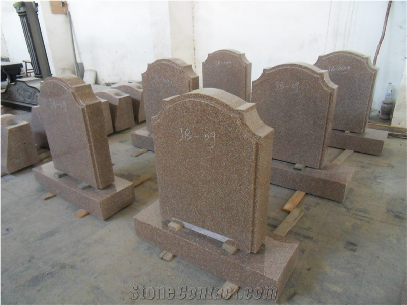 Granite Brown Stone China Style Tombstones Design