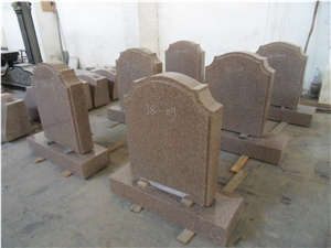 Granite Brown Stone China Style Tombstones Design