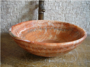 Kitchen Red Onyx Wash Basin Bathroom Stone