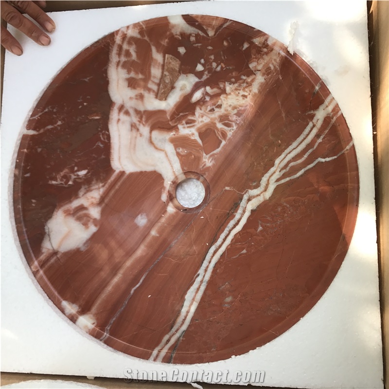 Wonderful Bathroom Sink Polished Marble Round