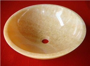 Yellow Onyx Round Basins and Sinks Bowls