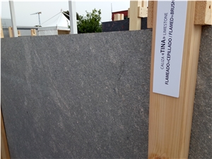 Caliza Tina Limestone Slabs, Flamed and Brushed