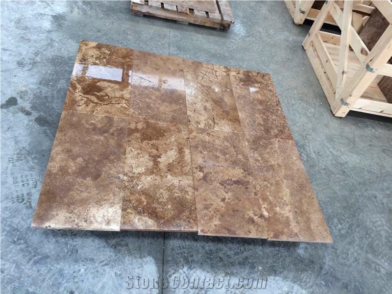 Noce Travertine Tiles and Franch Pattern