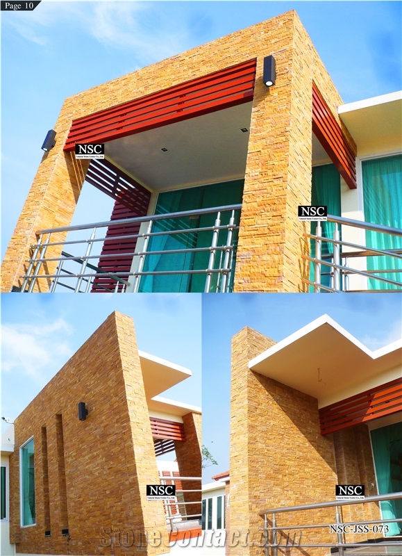 Yellow Sandstone Wall Tiles Cladding Stone Exterior Panel