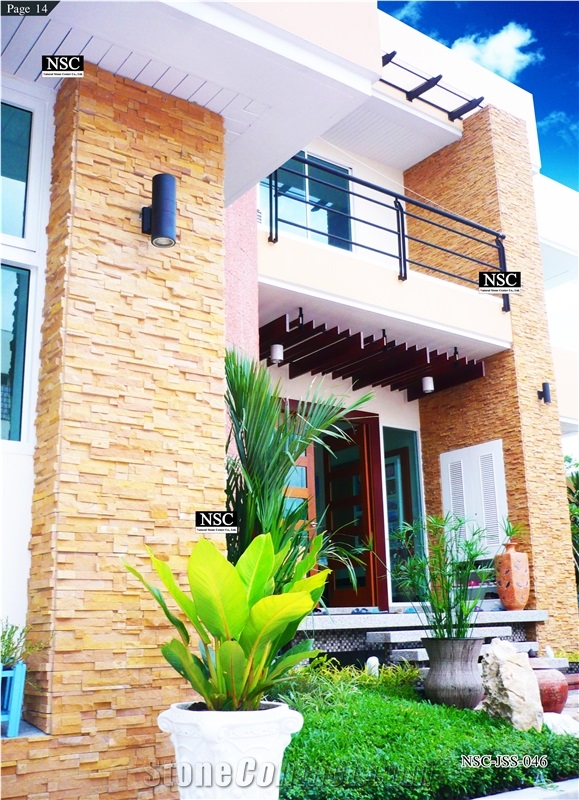 Yellow Sandstone Wall Tiles Cladding Stone Exterior Panel