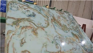 Man-Made Backlit Artificial Green Onyx Slab