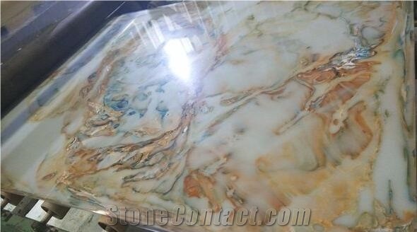 Man-Made Backlit Artificial Green Onyx Slab