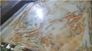 Man-Made Backlit Artificial Green Onyx Slab