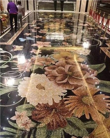 Marble Pattern Flower Waterjet Stone Mosaic