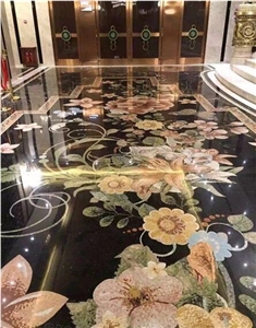 Marble Pattern Flower Waterjet Stone Mosaic