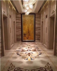 Marble Pattern Flower Waterjet Stone Mosaic