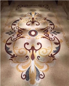 Marble Pattern Flower Waterjet Stone Mosaic