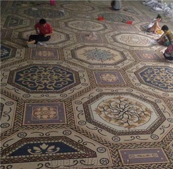 Marble Pattern Flower Waterjet Stone Mosaic