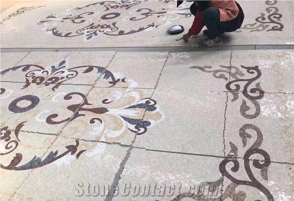 Marble Pattern Flower Waterjet Stone Mosaic