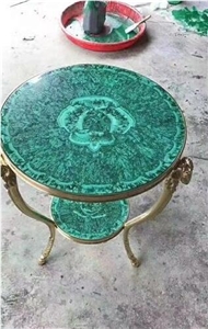 Semiprecious Stone Malachite Side Table