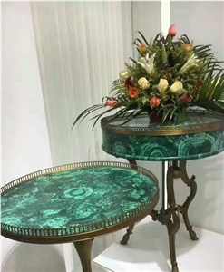 Semiprecious Stone Malachite Side Table