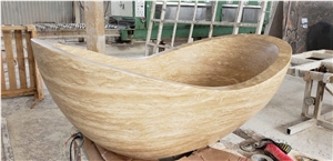 Travertine Beige Butterfly Tub