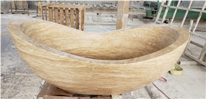 Travertine Beige Butterfly Tub