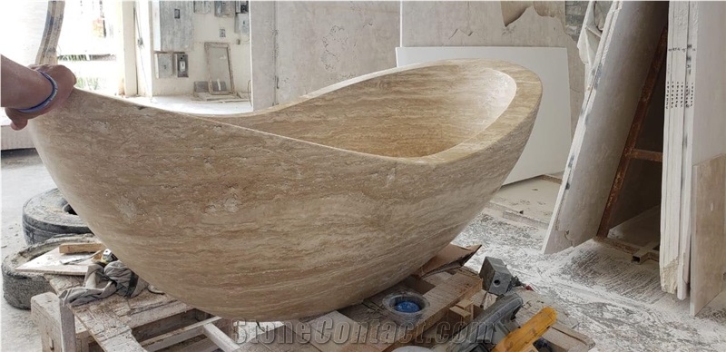 Travertine Beige Butterfly Tub