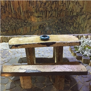 Iranian Silver Basalt Bench and Table