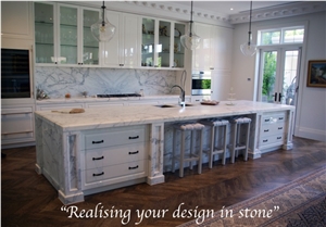 Calacatta Marble Kitchen Island Top, Perimeter Top
