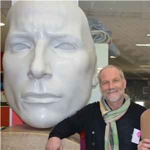Maschera Maschio Carved from Bianco P Marble