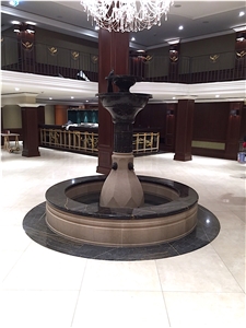 Nero Marquina, Botticino Classico Marble Fountain