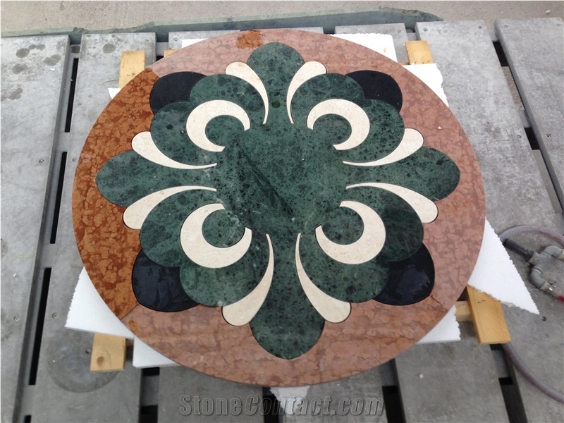 Rosso Verona and Verde Alp Marble Table Top