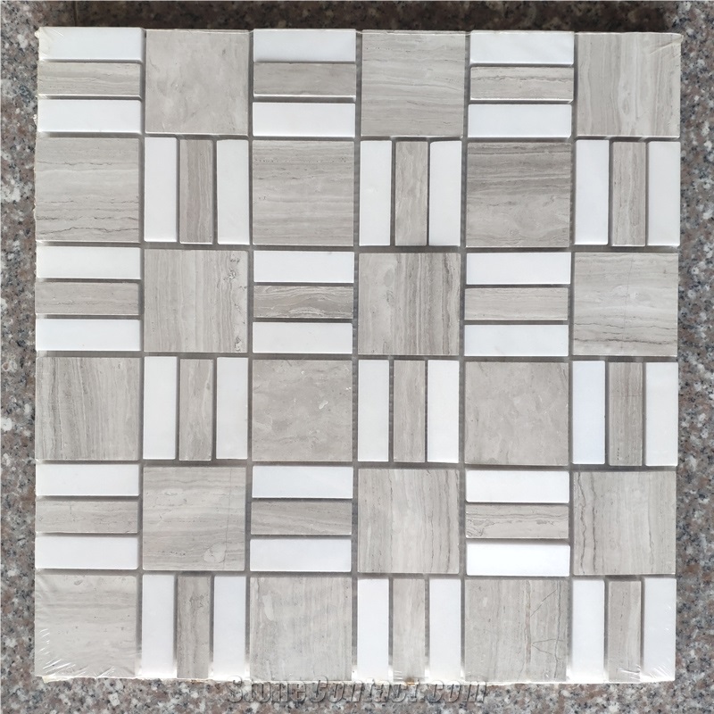 Different Shape Of White Wood Mosaic