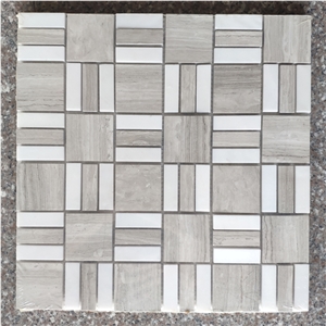 Different Shape Of White Wood Mosaic