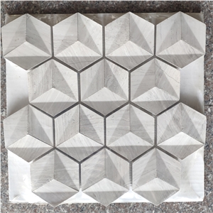 Different Shape Of White Wood Mosaic