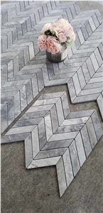 Fishbone Carrara Grey Mosaic