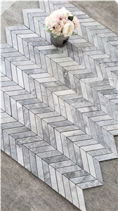 Fishbone Carrara Grey Mosaic