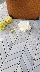 Herringbone Carrara White Mosaic
