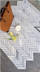 Herringbone Carrara White Mosaic