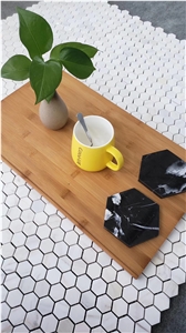 Hexagon Shape Pure White Marble Mosaic
