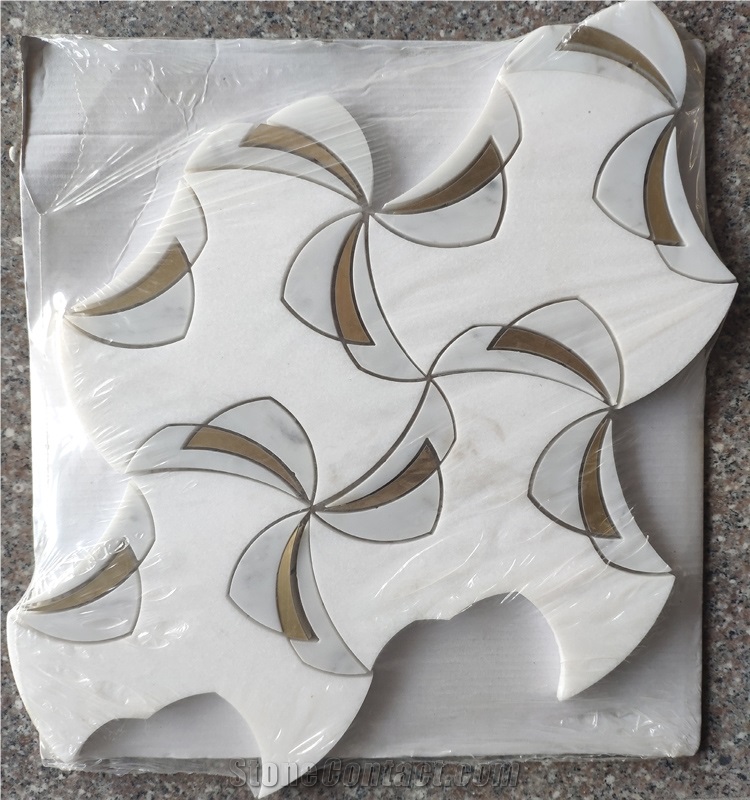 White Jet Cut + Brass Mosaic