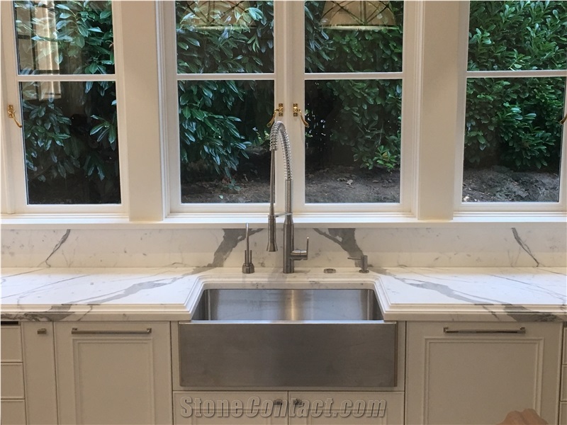 Calacatta Marble Custom Edge Kitchen Countertop