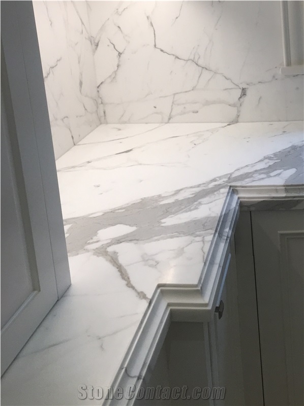 Calacatta Marble Custom Edge Kitchen Countertop